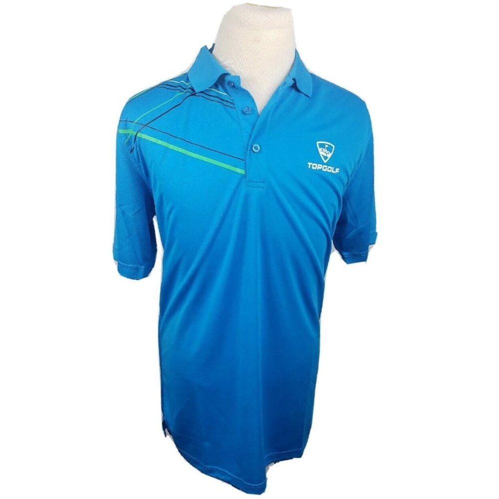 TopGolf  Men's Medium  Blue Polo Short Sleeve Golf Shirt